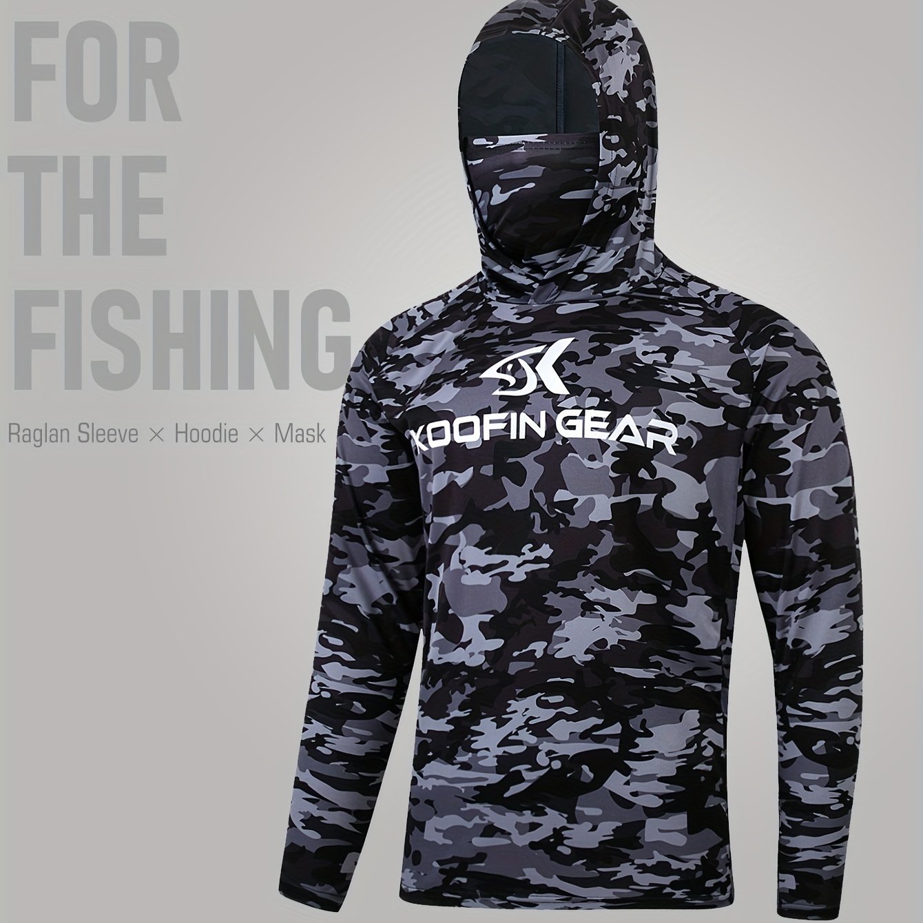 Men's Hooded with Mask Fishing Shirt Long Sleeve