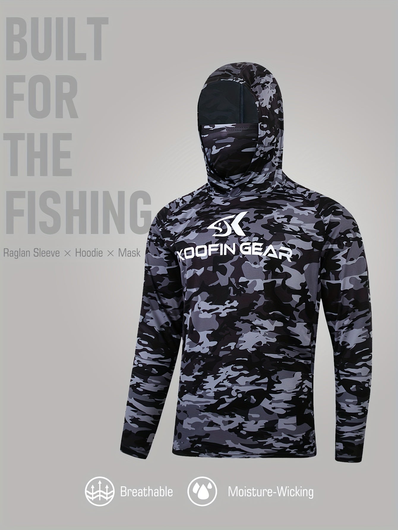 Men's Hooded with Mask Fishing Shirt Long Sleeve