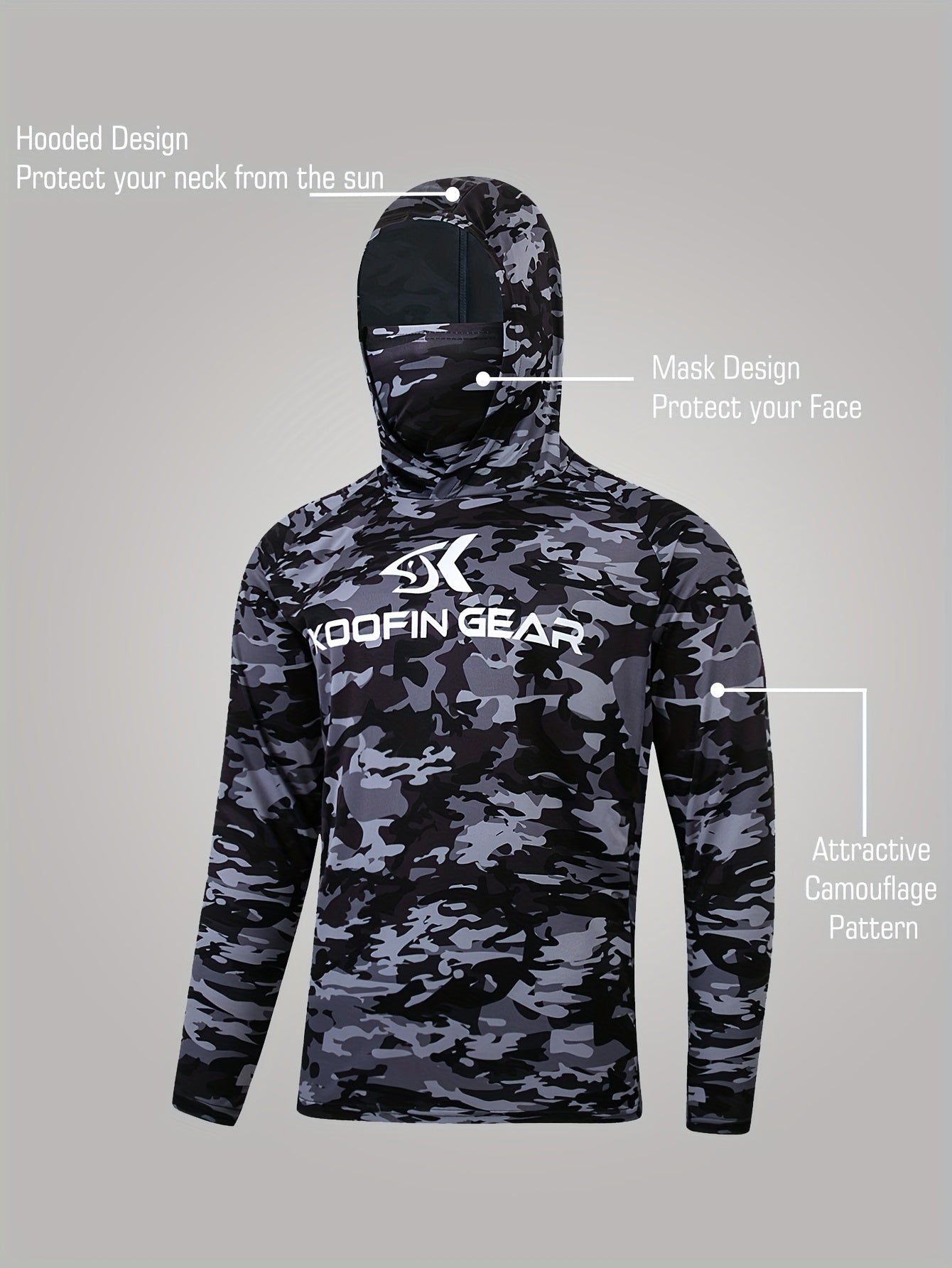 Men's Hooded with Mask Fishing Shirt Long Sleeve