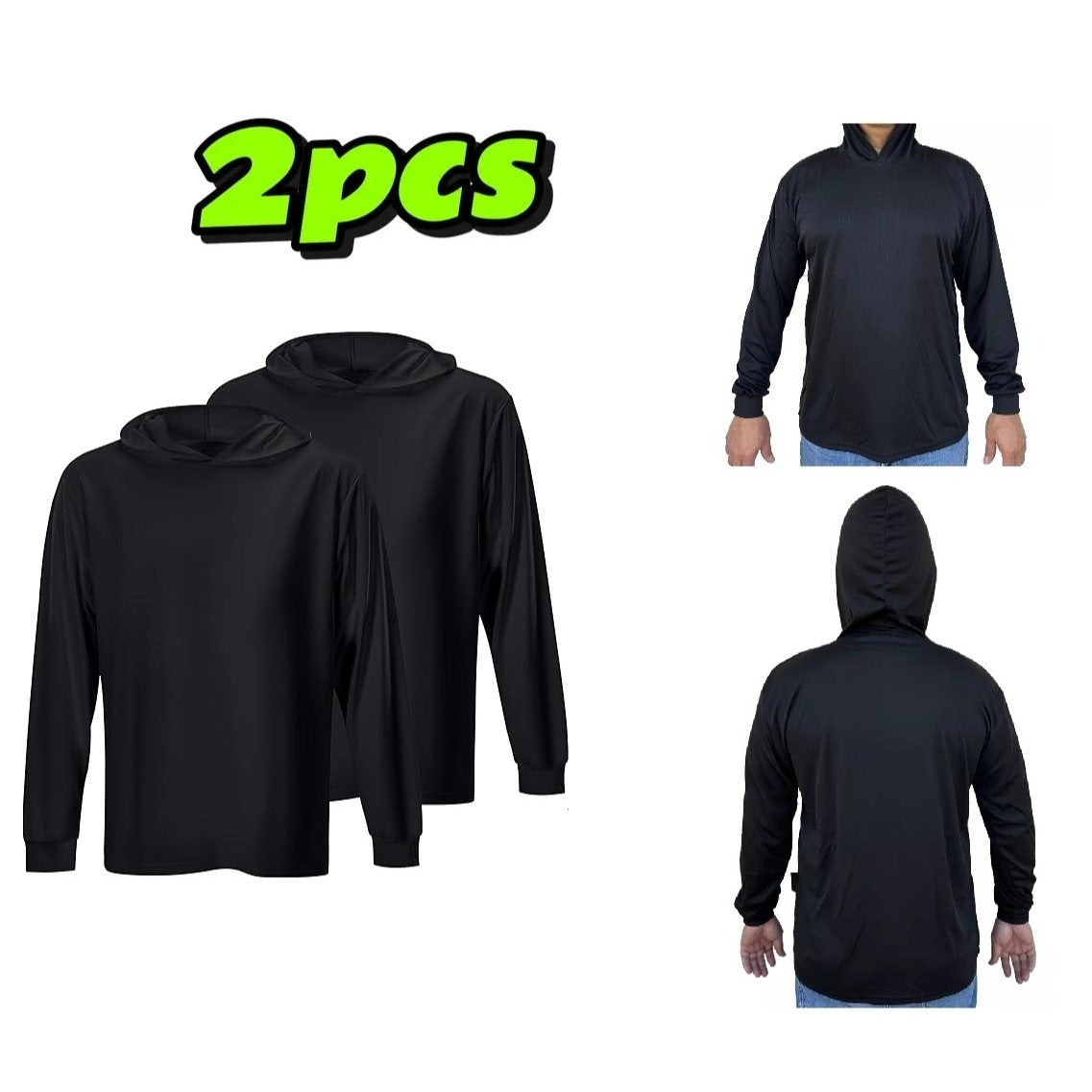 Men's Hooded UPF 50+ Sun Protection T Shirts Long Sleeve Athletic Fishing Shirts