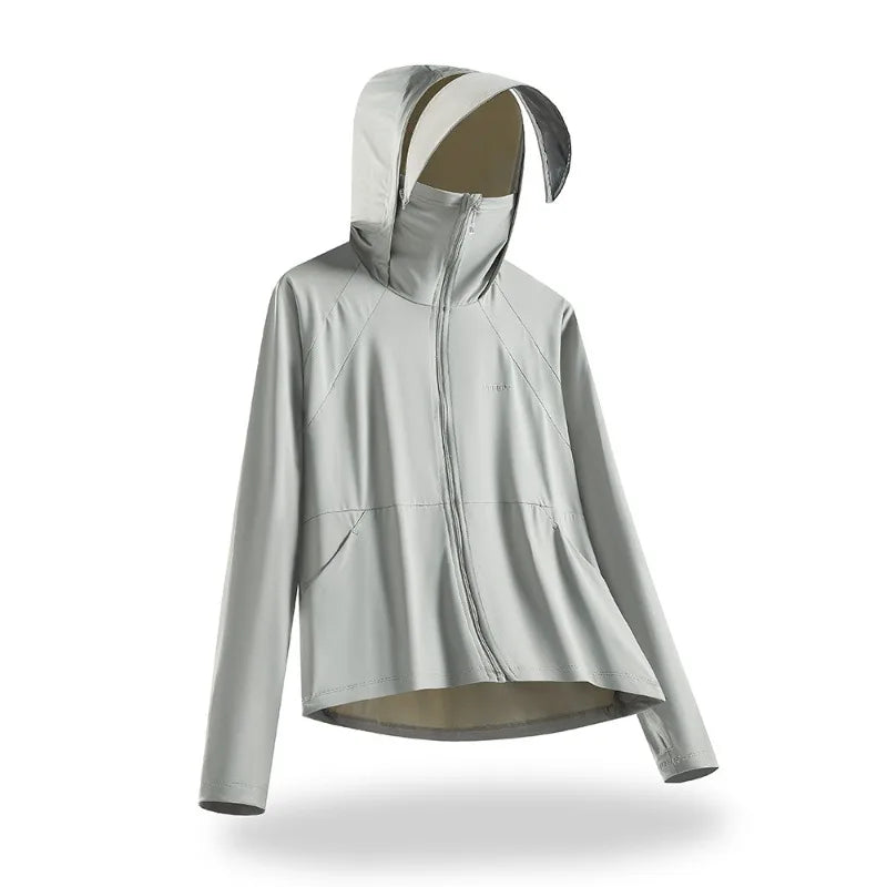Women Sunscreen Hoodie Solid Color - UV Protection & Style