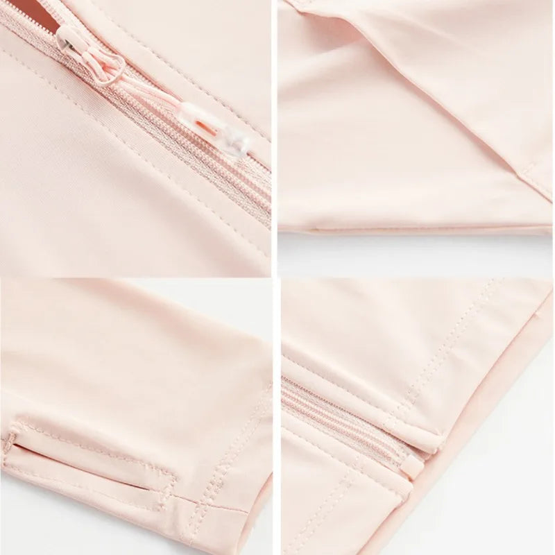 Women Sunscreen Hoodie Solid Color - UV Protection & Style.