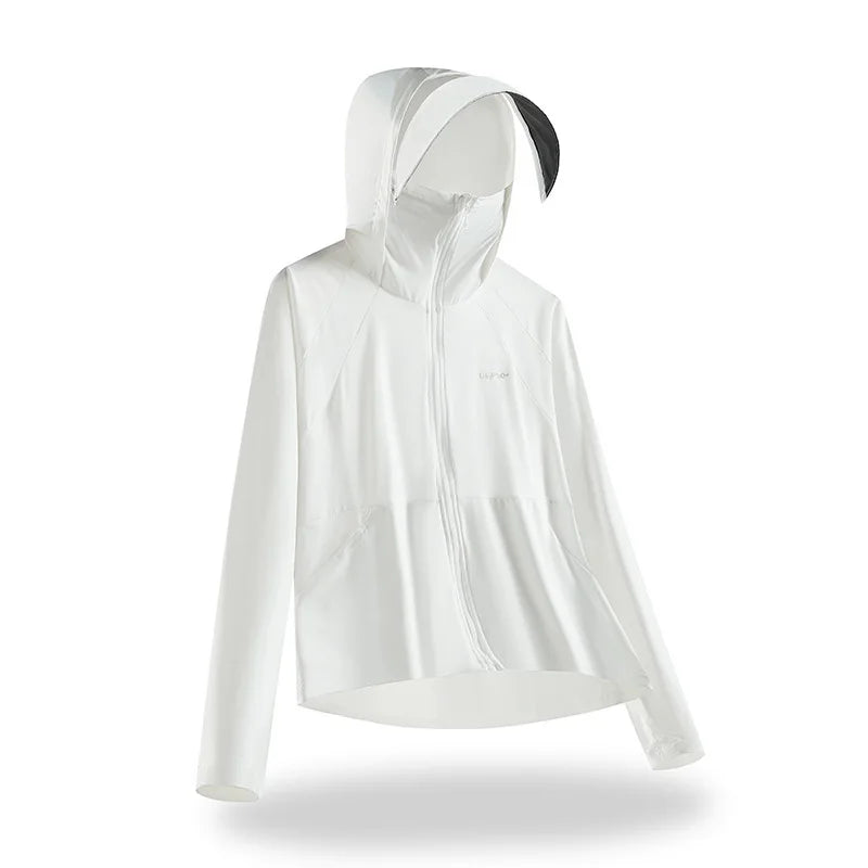 Women Sunscreen Hoodie Solid Color - UV Protection & Style.