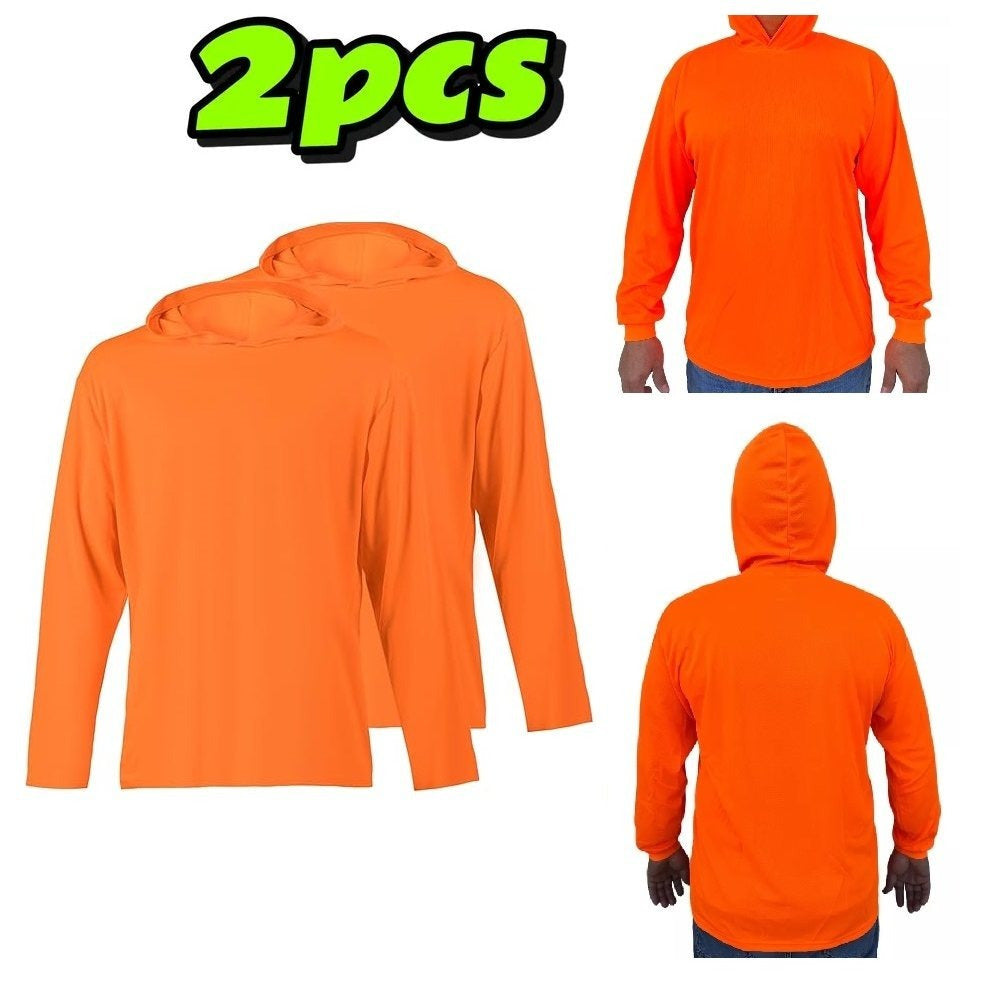 Men's Hooded UPF 50+ Sun Protection T Shirts Long Sleeve Athletic Fishing Shirts