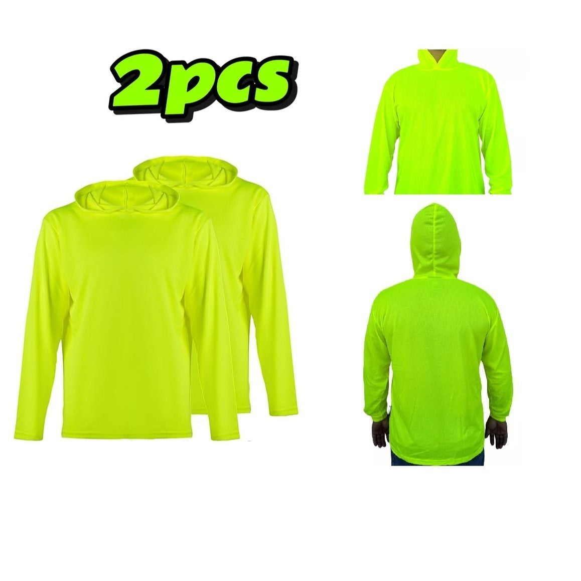 Men's Hooded UPF 50+ Sun Protection T Shirts Long Sleeve Athletic Fishing Shirts