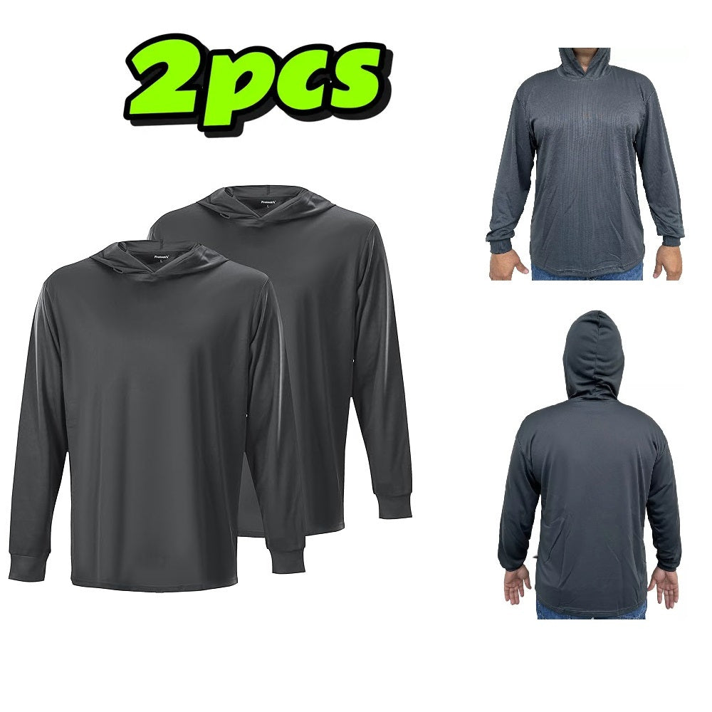 Men's Hooded UPF 50+ Sun Protection T Shirts Long Sleeve Athletic Fishing Shirts